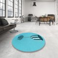 thumbnail image 4 of Ahgly Company Tapis d'Intérieur Ronds de Style Transitionnel Lavables à la Machine, Vert Turquoise Foncé, 6 Pieds Rond, 4 of 7