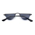 thumbnail image 1 of Funky Cropped Half Circle Flat Top Half Metal Rim Hippie Sunglasses All Black, 1 of 7