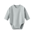 thumbnail image 2 of HOZADOIE Unisex Baby Bodysuit Duvet Cotton Fashion Simple Button Opening Design Solid Color Long Sleeve Romper Fall 0-12Months, 2 of 3