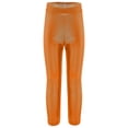 thumbnail image 3 of MSemis Girls Jazz Dance Leggings Metallic Ribbed Elastic Waistband Solid Color Toursers for Hip-hop Performance Orange 150, 3 of 7