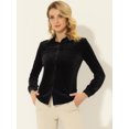 thumbnail image 2 of INSPIRE CHIC Chemise en Velours pour Femme à Col Pointu avec Poche Noir TP, 2 of 5