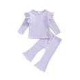 thumbnail image 1 of Gupgi 2Pcs Baby Girl Fall Outfits Ruffle Infant Long Sleeve Sport Print Tops + Flare Pants Set Toddler Clothes, 1 of 9