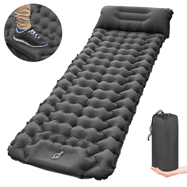 Ammoon Camping Sleeping Pad with Pillow Built-in Pump Ultralight Inflatable Sleeping Mat Waterproof Camping Air Mattress for Backpacking Hiking Tent Traveling