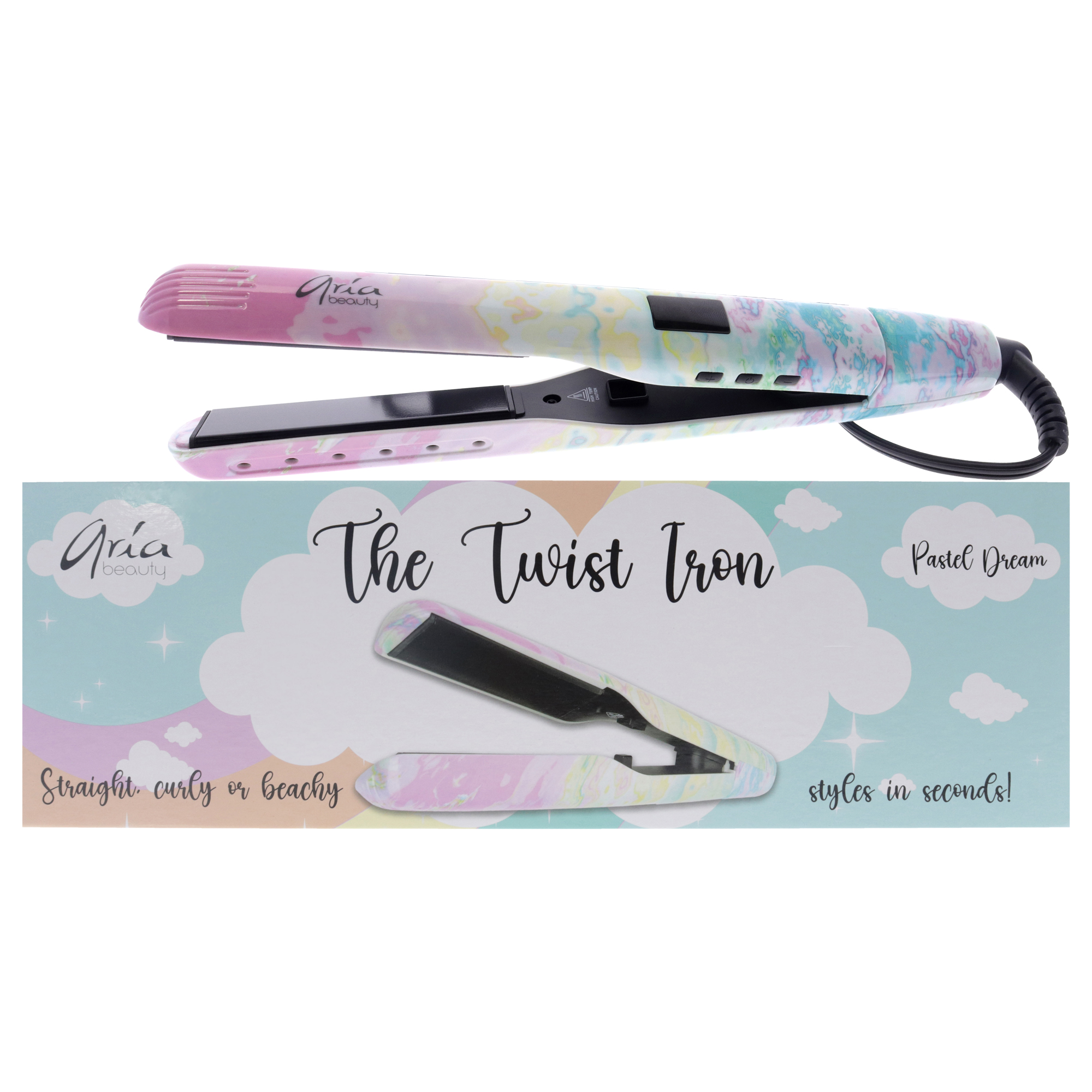 Le Fer Plat Torsadé - Rêve Pastel par Aria Beauty pour Femmes - 1 Pce Fer Plat