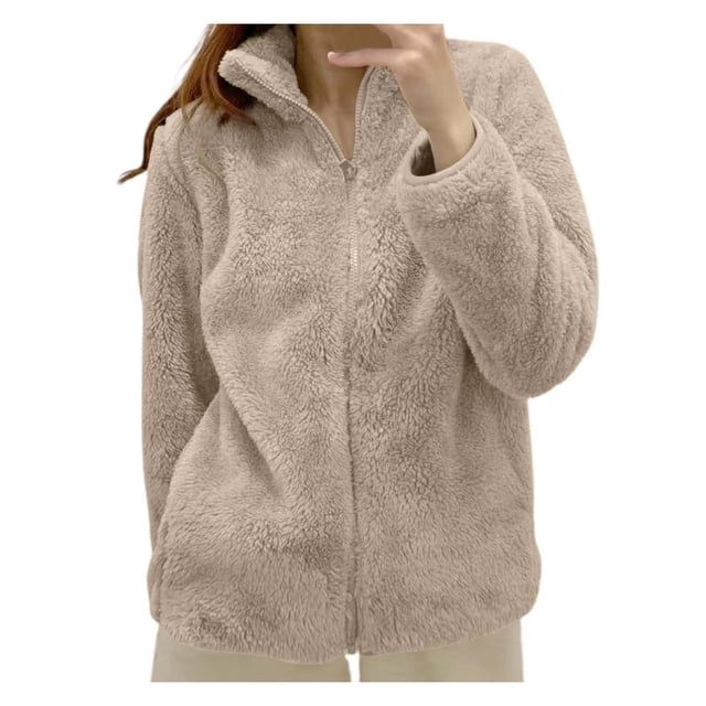 Kcodviy Veste de Course pour Femmes en Molleton Uni à Col à Fermeture à Glissière à Fermeture à Glissière Chandail pour Femmes Confortable Manteau
