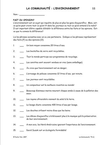 The Fsl Classroom La Communauté French Reproducible Teaching Activities