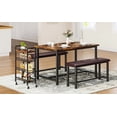 thumbnail image 2 of BeesClover Dining Table with 2 Benches, Dining Room Table Set for 4, Kitchen Table with 2 Upholstered Benches Rectangular Space Saving for Apartment, Dining Room, Kitchen, 44.5 Inches Large, 2 of 7