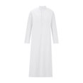 thumbnail image 4 of Gspmoly Mens Tshirts, Men'S Casual Solid Ethnic Style Button Muslim Robe Long Sleeved Standing Neck Summer Tops Deals, 4 of 8