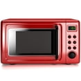 thumbnail image 1 of Costway 0.7Cu.ft Retro Countertop Microwave Oven 700W LED Display Glass Turntable Red, 1 of 10