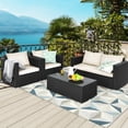 thumbnail image 1 of Gymax 4PCS Rattan Patio Conversation Set Outdoor Furniture Set w/ Off White Cushions, 1 of 7