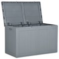 thumbnail image 3 of vidaXL Garden Storage Box 180L Grey PP Wood Look, 3 of 5