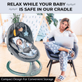 thumbnail image 3 of Baby Swing with Remote Control, Grey Fabric Seat, Musical Mobile with Moon and Stars, Adjustable Settings (Silver Gray), 3 of 8
