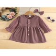thumbnail image 2 of Tenues d'Automne 2 Pcs pour Filles Tout-Petits Robe Mignonne à Manches Longues Col en V avec Nœud pour Cheveux, 2 of 7
