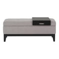 thumbnail image 1 of SIMPLIHOME Oregon 42 inch Wide Transitional Rectangle Lift Top Storage Ottoman Bench with Removable Tray, Upholstered Cloud Grey Tufted Linen Look Fabric, Footrest Stool, Coffee Table for Living Room, 1 of 9