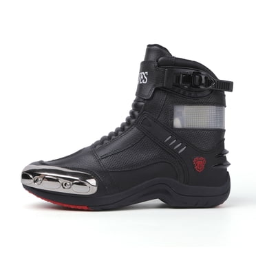 JG WOLVES- Smart LED Motorcycle Boots - Unisex Racing & Touring Riding Shoes - All-Season Motorbike Gear with Customizable Display,Black,46