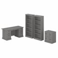 thumbnail image 1 of Bush Furniture Saratoga Executive Desk with File Cabinet and Bookcase Set, Modern Gray, 1 of 7