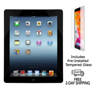 Refurbished Apple iPad 4 A1458 (WiFi) 16GB Black (Grade A+) w/ Pre-Installed Tempered Glass