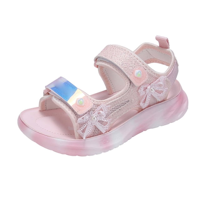 FhsagQ Sandals for Kids Sandals with Adjustable Strap and Sole for Tween Girls Lightweight Beach Footwear for All Day Comfort and Easy Fit PinkSize 34