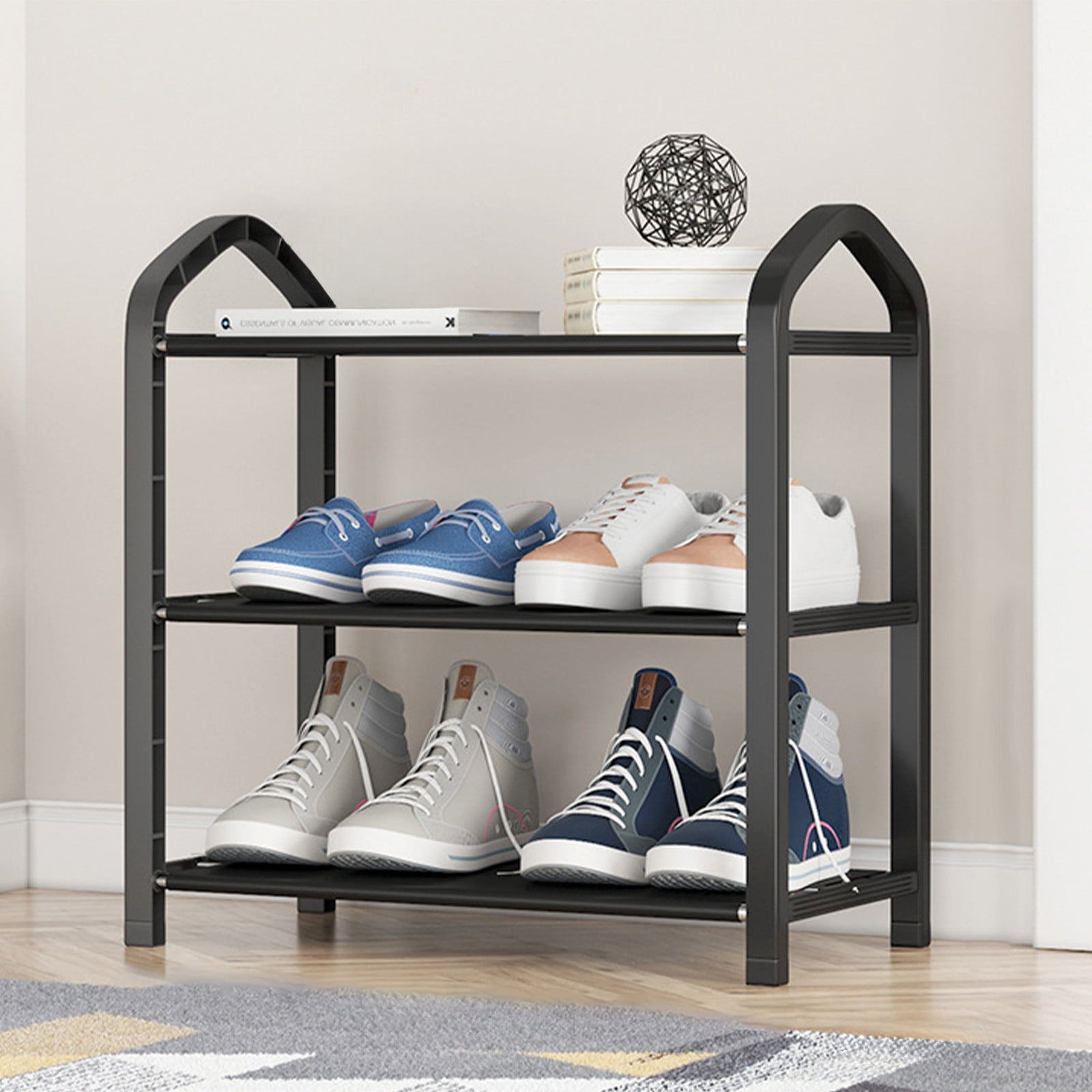 Amzcrzy Shoe Rack, Shoe Rack for Entryway, Shoe Organizer, Concise Multi-layer Shoe Racks Small Dormitory Storage Shoe Cabinet Rental Room Indoor Economy Three Shoe Racks Plastic Shoe Rack