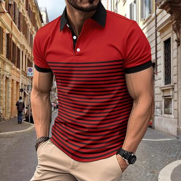 Shirts for Men, Men Casual Printed Short Sleeve Turn Down Collar Buttons T-Shirt Blouse Tops