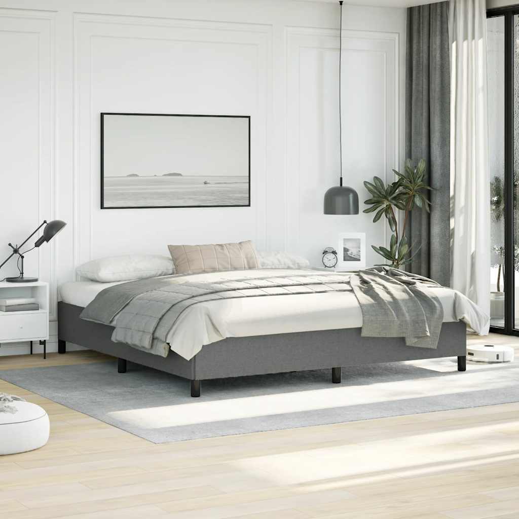 vidaXL Bed Frame Dark Grey 193x203 cm King Fabric