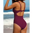 thumbnail image 2 of Charmo Womens V Neck One Piece Swimsuit High Cut Backless Cut Out Bathing Suits Swimwear, 2 of 5