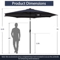 thumbnail image 2 of Costway Parasol de Marché pour Table de Patio de 10 Pi avec 112 DEL Solaires, Manivelle Inclinable, Extérieur, Bleu Marine, 2 of 10
