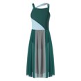 thumbnail image 3 of Lejafay Robe de Danse Lyrique Sans Manches pour Filles Justaucorps Color Block Fête Danse Vert Foncé 6, 3 of 8