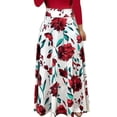 thumbnail image 2 of Summer Flower Dot Print Color Matching Long Sleeve High Waist Women Maxi Dress, 2 of 12