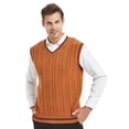 thumbnail image 2 of TOPTIE Men's 100% Cotton Knit Sweater Vest, V Neck Cable Pattern, 2 of 9