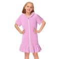 thumbnail image 2 of DuoJiaJ Filles Robe de Plage à Capuche en Coton Manches Courtes Été Peignoir de Bain Robe de Plage Taille 10-11 Ans, 2 of 5