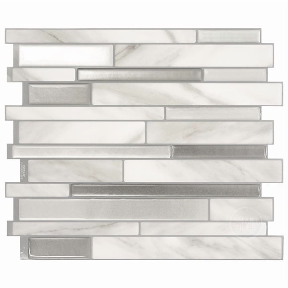 Smart Tiles Dosseret Autocollant à Peler et Coller, 5 Carreaux Adhésifs, Gris Milanais, 11,55 Pouces X 9,63 Pouces