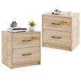thumbnail image 1 of Gymax 2PCS 2-Drawer Nightstand Modern Bedside Table w/ Storage for Living Room Bedroom Oak, 1 of 10
