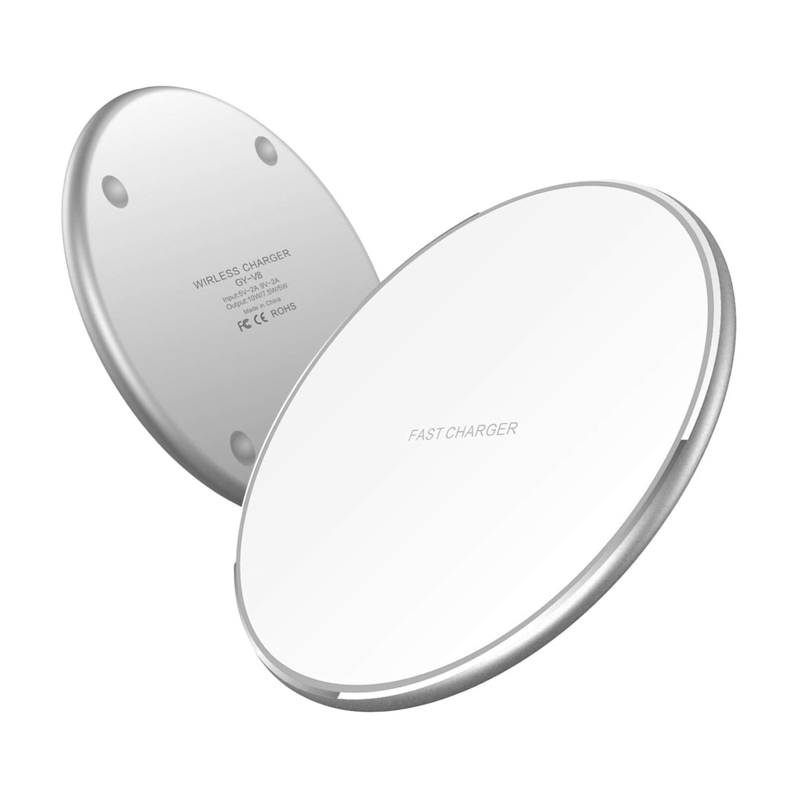 Zootealy 10W Wireless Charger for iOS/Android Phones Fast Charging Pad Multi Protection 3~8mm Sensing Distance Through-Case Charging, Silver