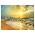 thumbnail image 2 of Panorama de Plage Coucher de Soleil Jaune Vif - Uvre d'Art Moderne sur Toile, 2 of 3