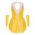 thumbnail image 4 of Aislor Robe de Patinage Artistique pour Fille, Robe de Danse Ballet Sans Manches en Maille avec Strass, Justaucorps de Gymnastique Rythmique avec Gants Jaune 16, 4 of 7