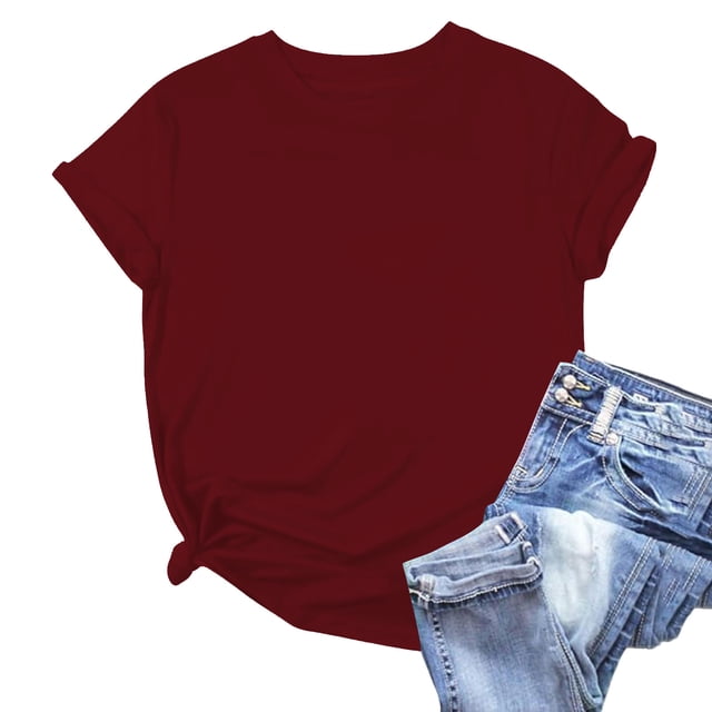 Weiqiqre Shirts for Women Crew Neck Basic Tee - Fashion Summer Spring Tops - Oversized T Shirts for Women
