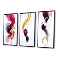 thumbnail image 3 of Designart "Fluidity Exquisite Magenta Ink Clouds V" Peinture Abstraite Encadrée Ensemble d'Art Mural de 3 - Cadre Moderne Doré Ensemble Mural pour Décoration Intérieure, 3 of 6