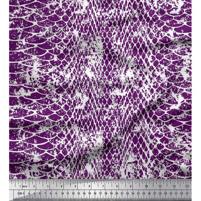 Soimoi Polyester Crepe Fabric Snake Animal Skin Print Fabric by The Yard 42 Inch Wide