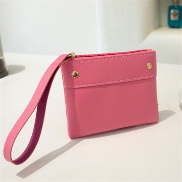 Portefeuille Court en Cuir PU pour Femmes Petit Porte-Monnaie Couleur Unie Nouveau Mini Porte-Clés Mode Porte-Cartes avec Dragonne