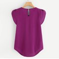 thumbnail image 3 of Chemise Décontractée pour Femme en Chiffon Uni à Manches Courtes et Col Rond, Blouse à Manches Courtes (Vin, 3TG), 3 of 6