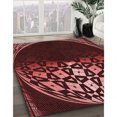 thumbnail image 3 of Ahgly Company Tapis d'Intérieur Lavable à la Machine, Carré, Transitionnel, Rouge Cerise, Tapis de Zone, 8 Pieds Carré, 3 of 7