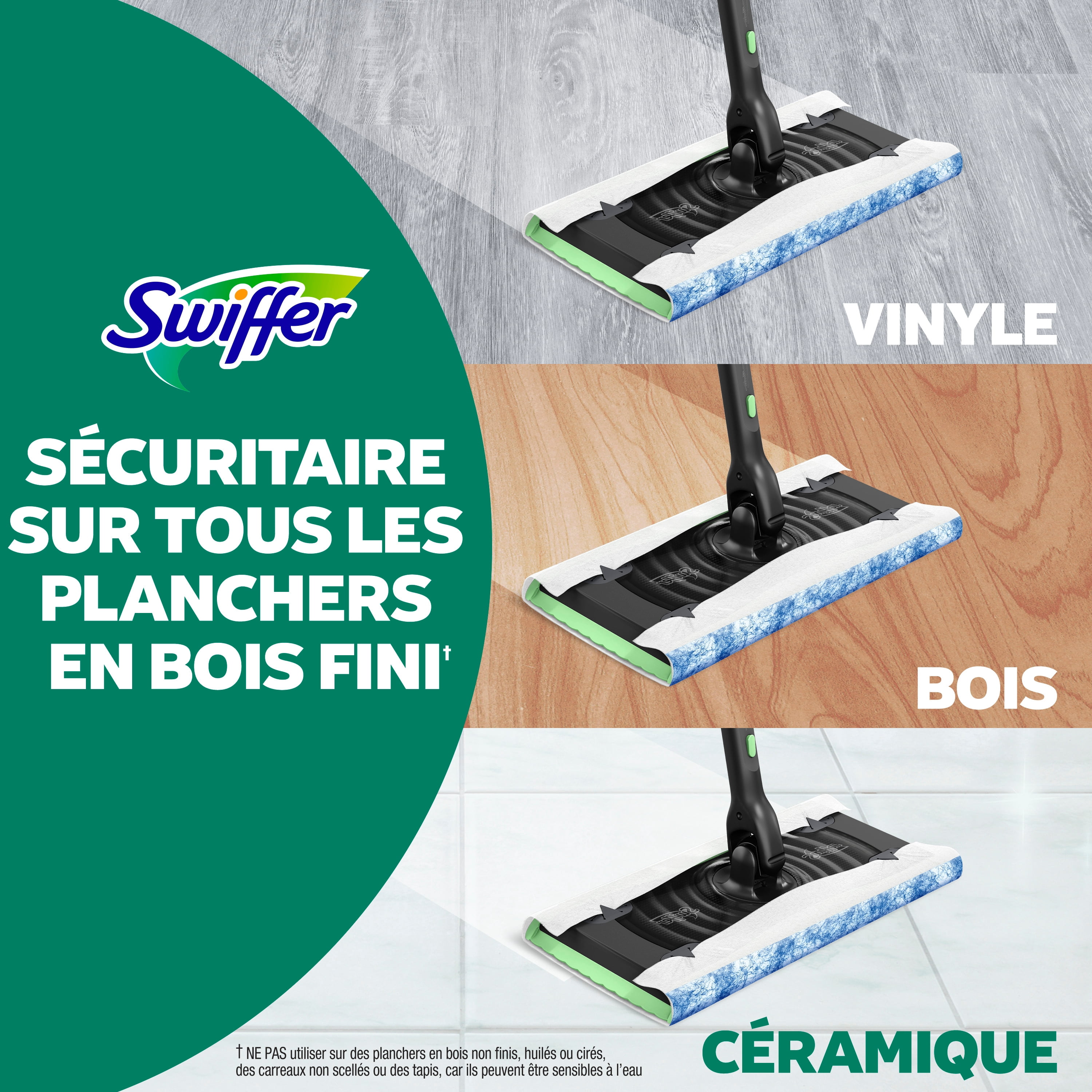 Swiffer Balayer et laver Pro, trousse pour balayage et lavage 2 en 1 pour les planchers, 1 balai sèches humidifiées