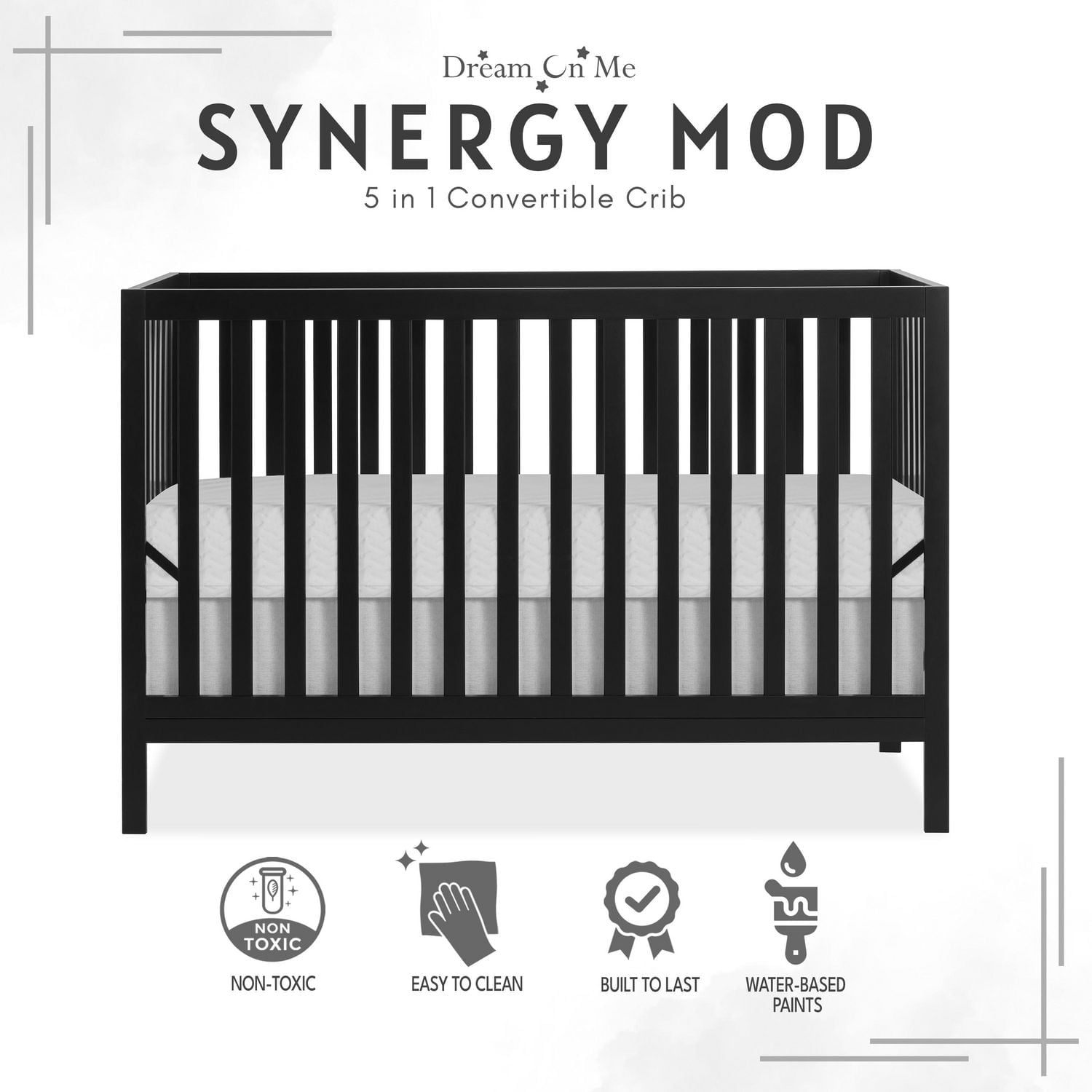Berceau Dream On Me Synergy MOD, fabriqué en bois de pin durable de Nouvelle-Zélande