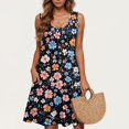 thumbnail image 5 of Ovzne Robes d'Été pour Femmes 2025 Robe de Plage Robe Décontractée pour Femme Dégradé Sans Manches Col Ras du Cou Robe à Imprimé Robe de Printemps Imprimée Liquidation, 5 of 5