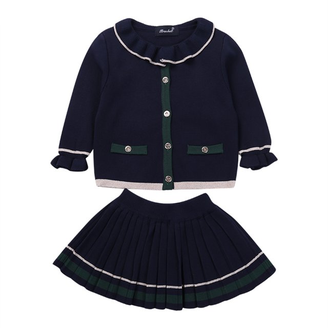 FOCUSNORM Ensemble Robe 2 Pcs pour Petite Fille Haut à Manches Longues et Jupe Courte