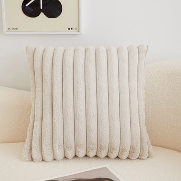 pstuiky Fluffy Plush Throw Pillow 45X45Cm with Insert - Striped Sofa Cushion, Soft Fabric, Decorative Bedroom & Living Room Accent Pillow