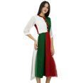 thumbnail image 1 of Bimba Womens Classic Mandarin Collar Shift TriColor Midi Summer Chic Dresses, 1 of 7