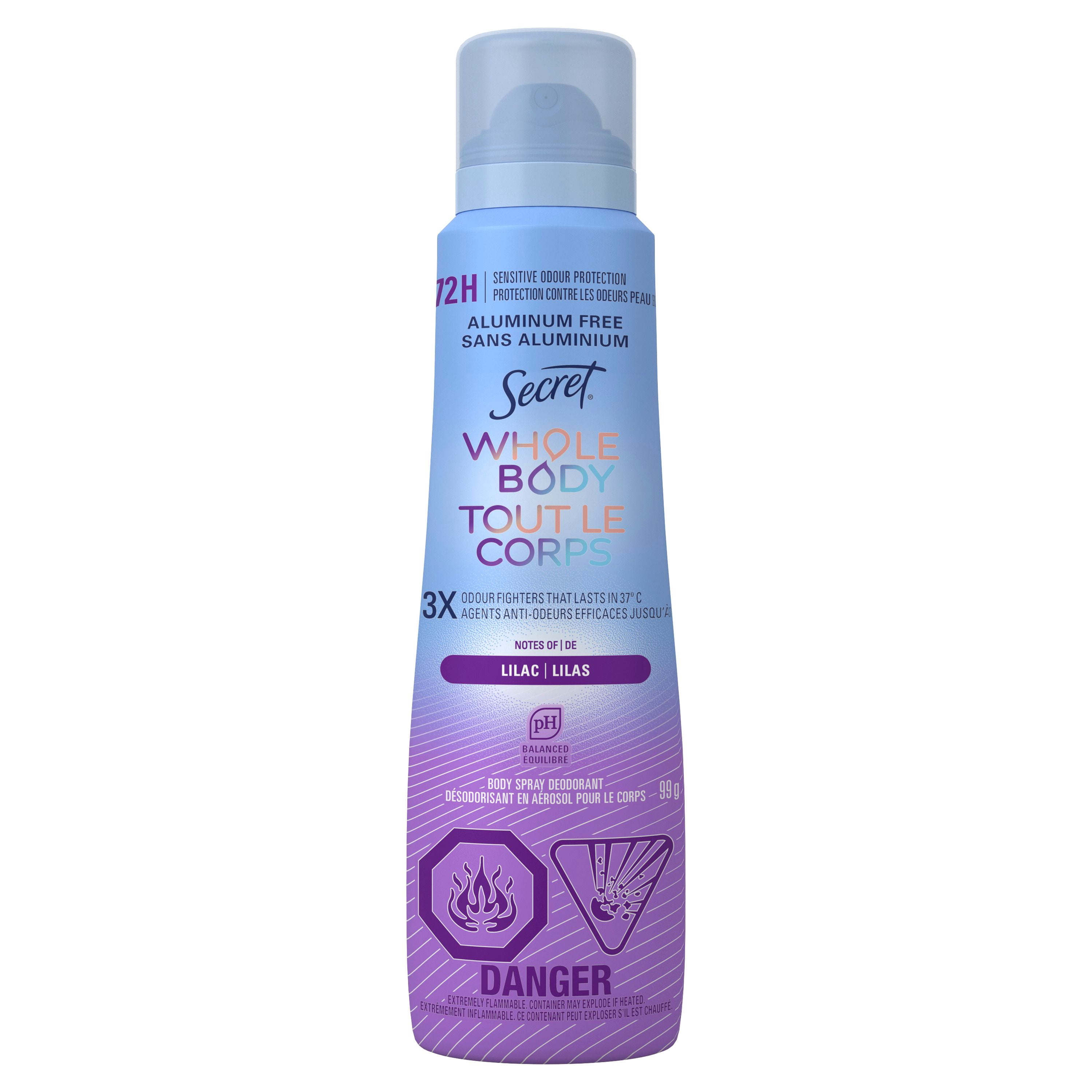 Secret Whole Body Aluminum Free Deodorant for Women Body Spray Lilac & Waterlily