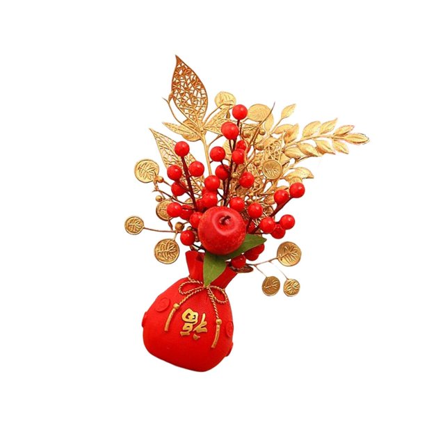 Flower Basket Ornament Decor Artificial Potted Flower for Occasions Party 15cmx28cm